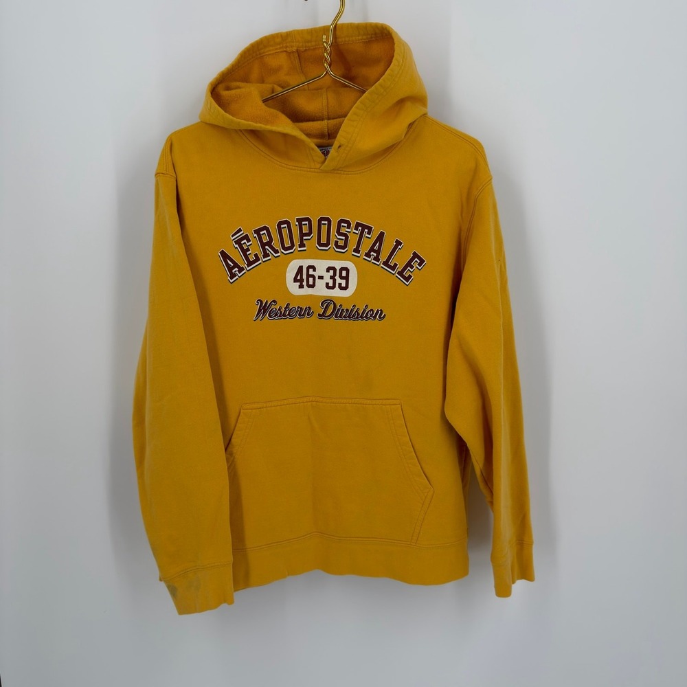 Aeropostale Hoodie Sweatshirt Western Division Y2K Women Size XL Mustard Yellow